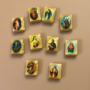 Bundle Religious Wood Jewelry Making Beads Saints Mary Square Epoxy Photo
